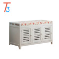 Wooden Storage Unit Bench Wicker Rattan Drawers Baskets Cushion Seat